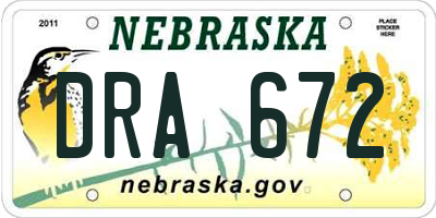 NE license plate DRA672