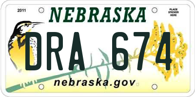 NE license plate DRA674