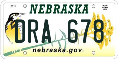 NE license plate DRA678