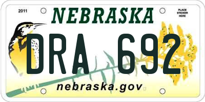 NE license plate DRA692