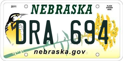 NE license plate DRA694