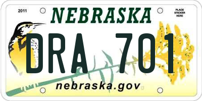 NE license plate DRA701
