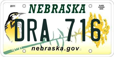 NE license plate DRA716
