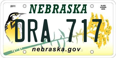 NE license plate DRA717