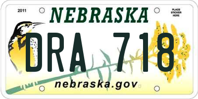 NE license plate DRA718