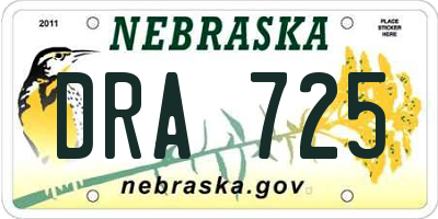 NE license plate DRA725