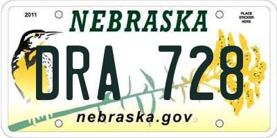 NE license plate DRA728