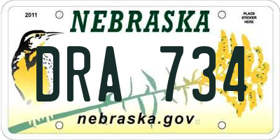 NE license plate DRA734