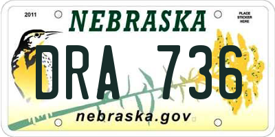 NE license plate DRA736