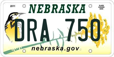 NE license plate DRA750