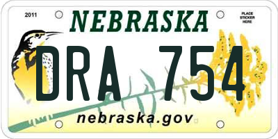 NE license plate DRA754