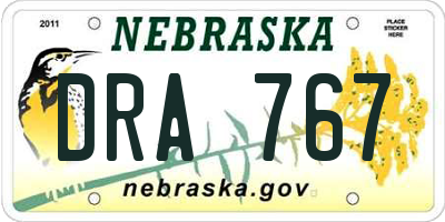 NE license plate DRA767