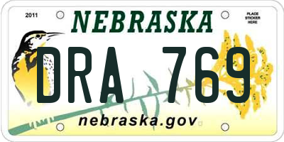 NE license plate DRA769
