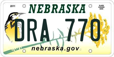 NE license plate DRA770