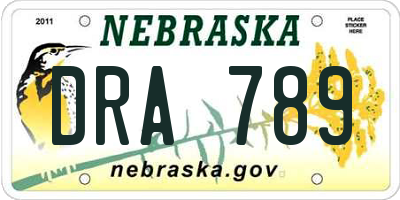 NE license plate DRA789