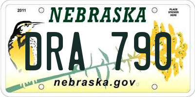 NE license plate DRA790
