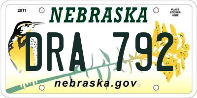 NE license plate DRA792