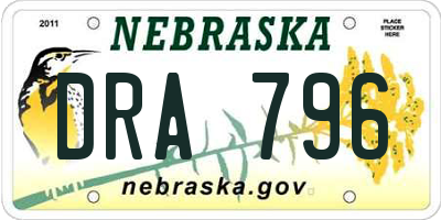 NE license plate DRA796