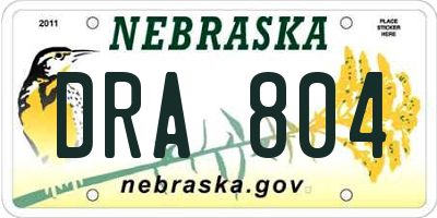 NE license plate DRA804