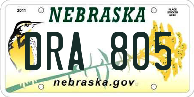 NE license plate DRA805