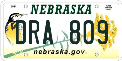 NE license plate DRA809