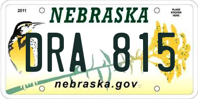 NE license plate DRA815