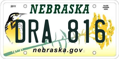 NE license plate DRA816