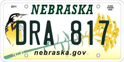 NE license plate DRA817