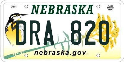 NE license plate DRA820