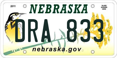 NE license plate DRA833
