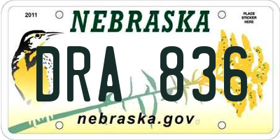 NE license plate DRA836