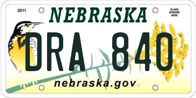 NE license plate DRA840