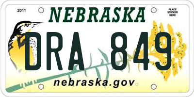 NE license plate DRA849