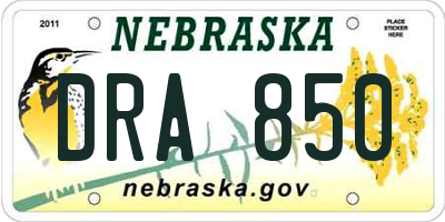 NE license plate DRA850