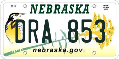 NE license plate DRA853