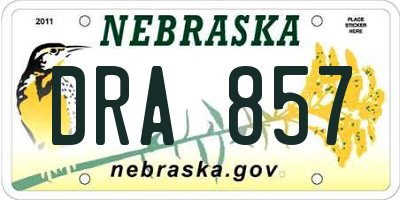 NE license plate DRA857