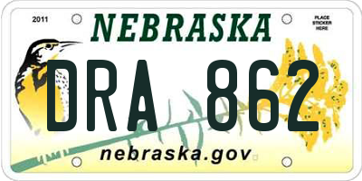 NE license plate DRA862