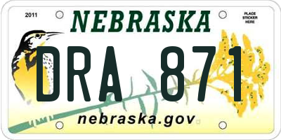NE license plate DRA871
