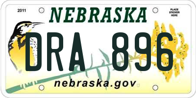 NE license plate DRA896