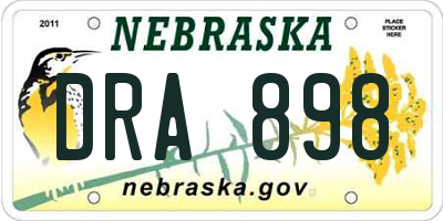 NE license plate DRA898