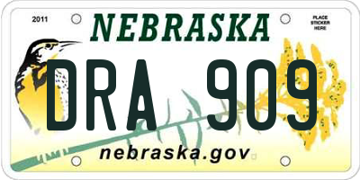 NE license plate DRA909