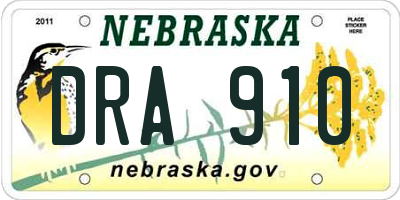 NE license plate DRA910