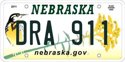 NE license plate DRA911