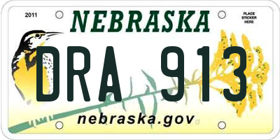 NE license plate DRA913