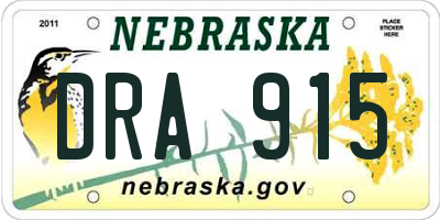 NE license plate DRA915