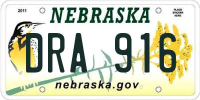 NE license plate DRA916