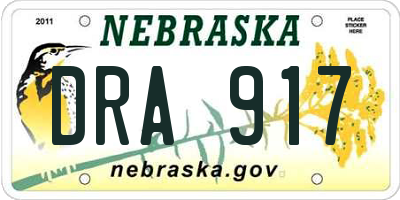 NE license plate DRA917