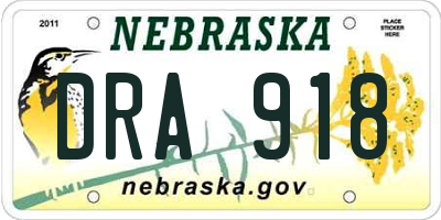 NE license plate DRA918
