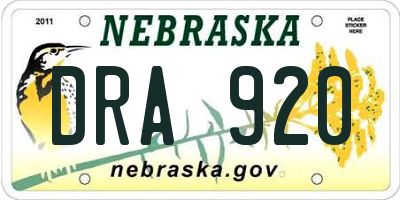 NE license plate DRA920