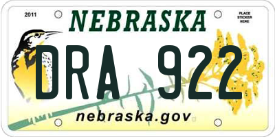 NE license plate DRA922